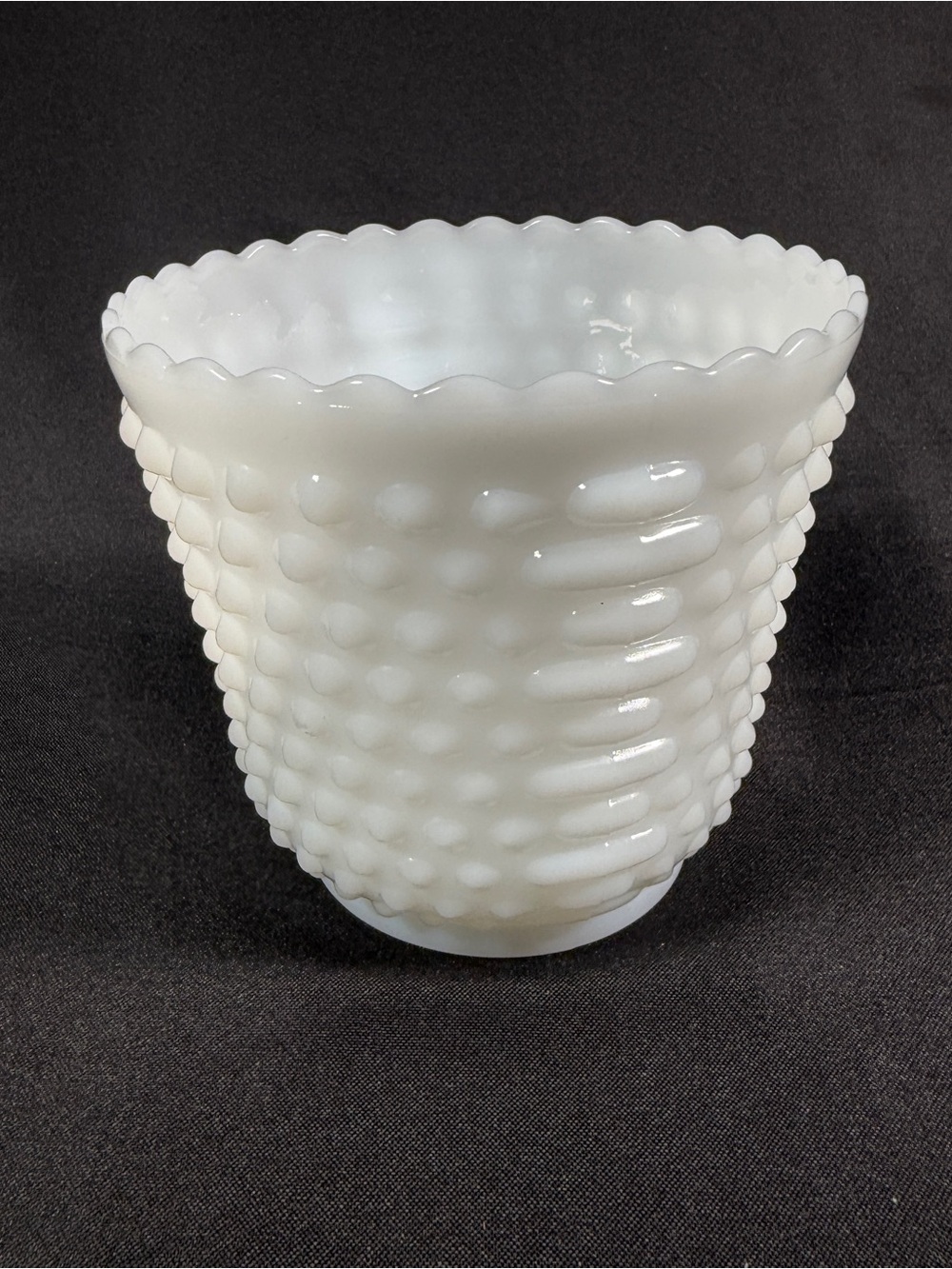 Vintage Fire King Milk Glass Hobnail planter-mid century white flower pot